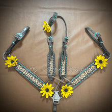 Load image into Gallery viewer, Leopard Sunflower Headstall and Breast Collar