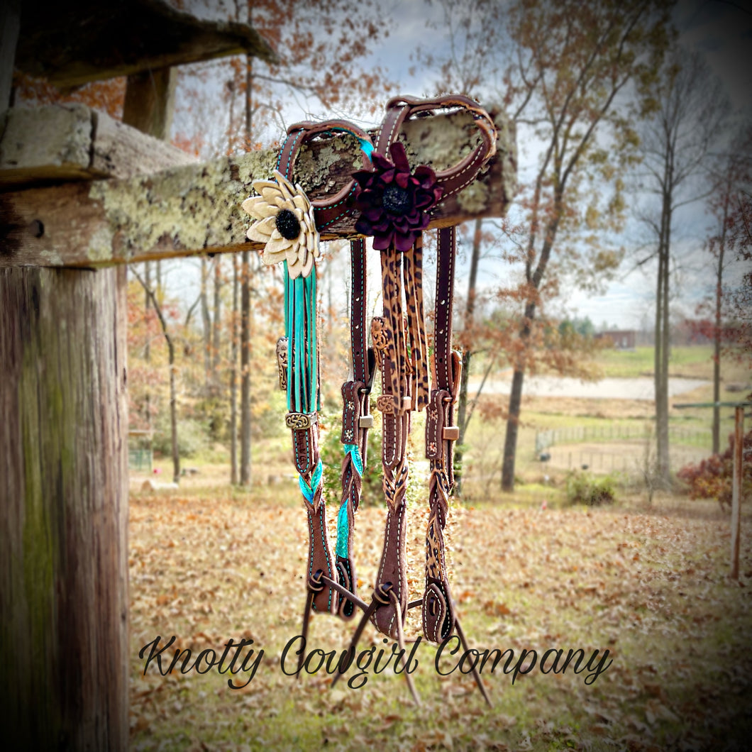 Fringe and Flowers Twisted Headstall